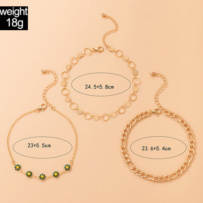 Simple Fashion Pastoral Style Jewelry Flower Love Anklet