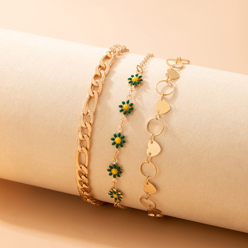 Simple Fashion Pastoral Style Jewelry Flower Love Anklet