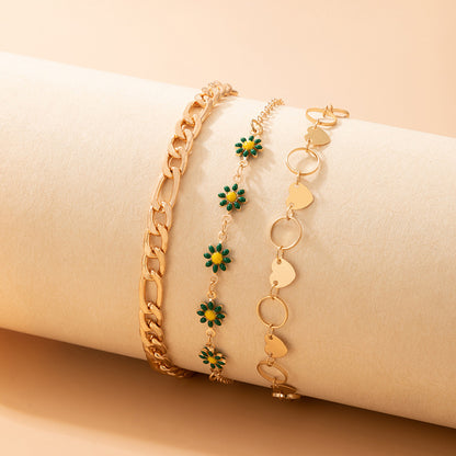 Simple Fashion Pastoral Style Jewelry Flower Love Anklet