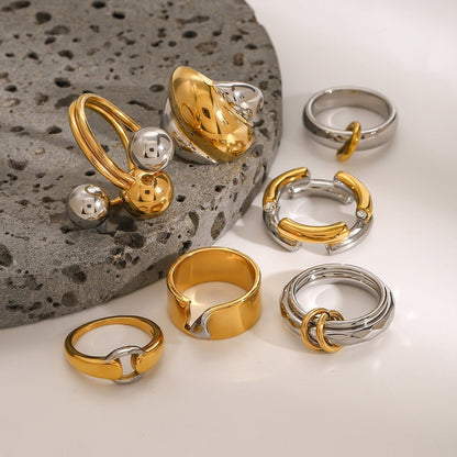 Color Matching Stainless Steel Ring Niche Exaggeration