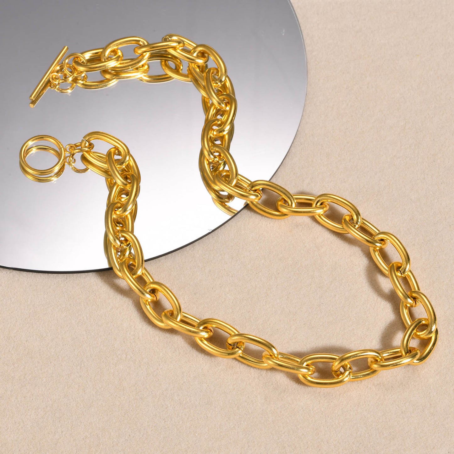 Stainless Steel Vacuum Vapor Plating 18k Big Chain Summer Ladies