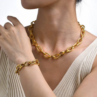 Stainless Steel Vacuum Vapor Plating 18k Big Chain Summer Ladies