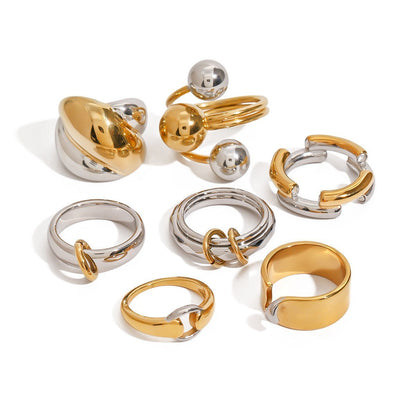 Color Matching Stainless Steel Ring Niche Exaggeration