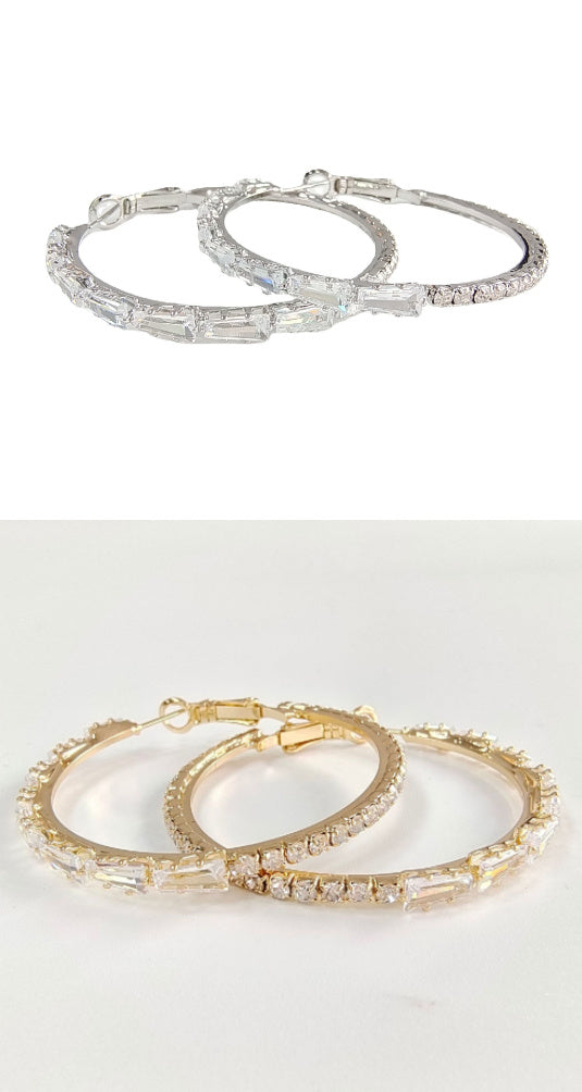 Simple Gold Ladies Zircon Earrings European And American Big Earrings