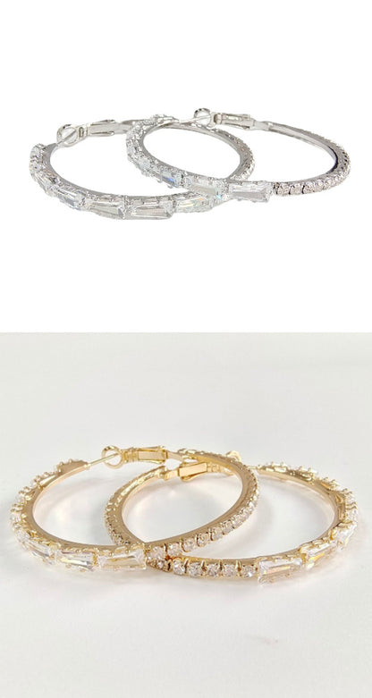 Simple Gold Ladies Zircon Earrings European And American Big Earrings