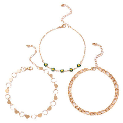 Simple Fashion Pastoral Style Jewelry Flower Love Anklet