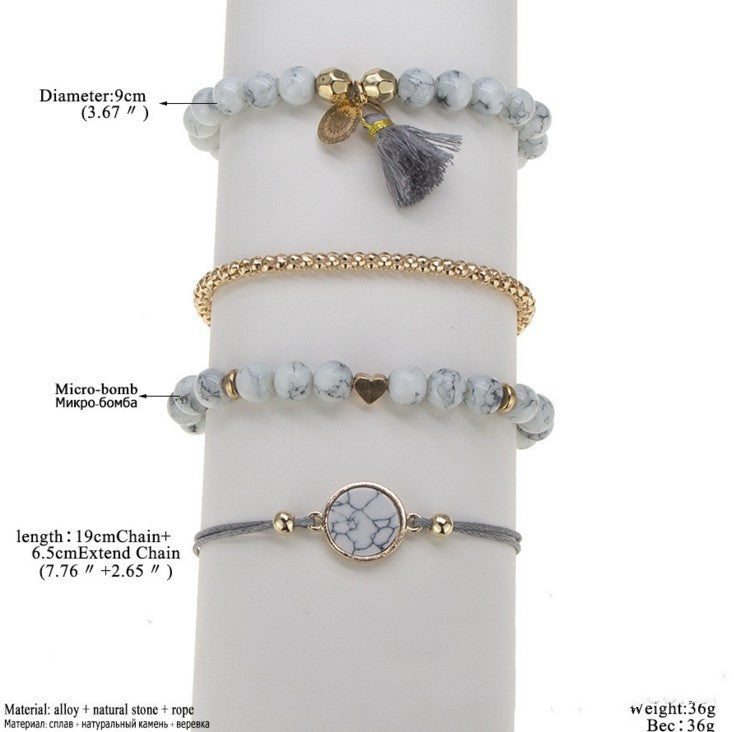 Turquoise Tassel Round Stone Bracelet AliExpress Fashion