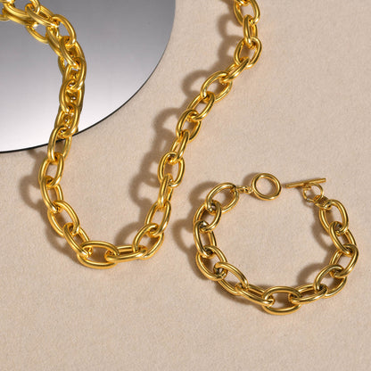 Stainless Steel Vacuum Vapor Plating 18k Big Chain Summer Ladies