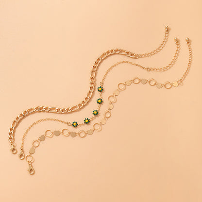 Simple Fashion Pastoral Style Jewelry Flower Love Anklet