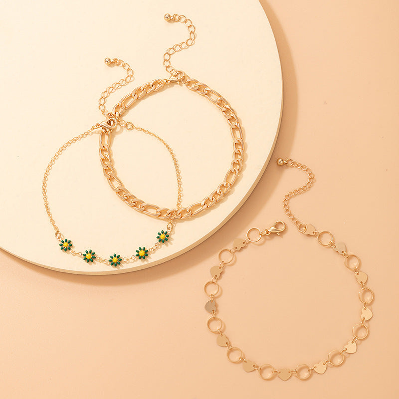 Simple Fashion Pastoral Style Jewelry Flower Love Anklet